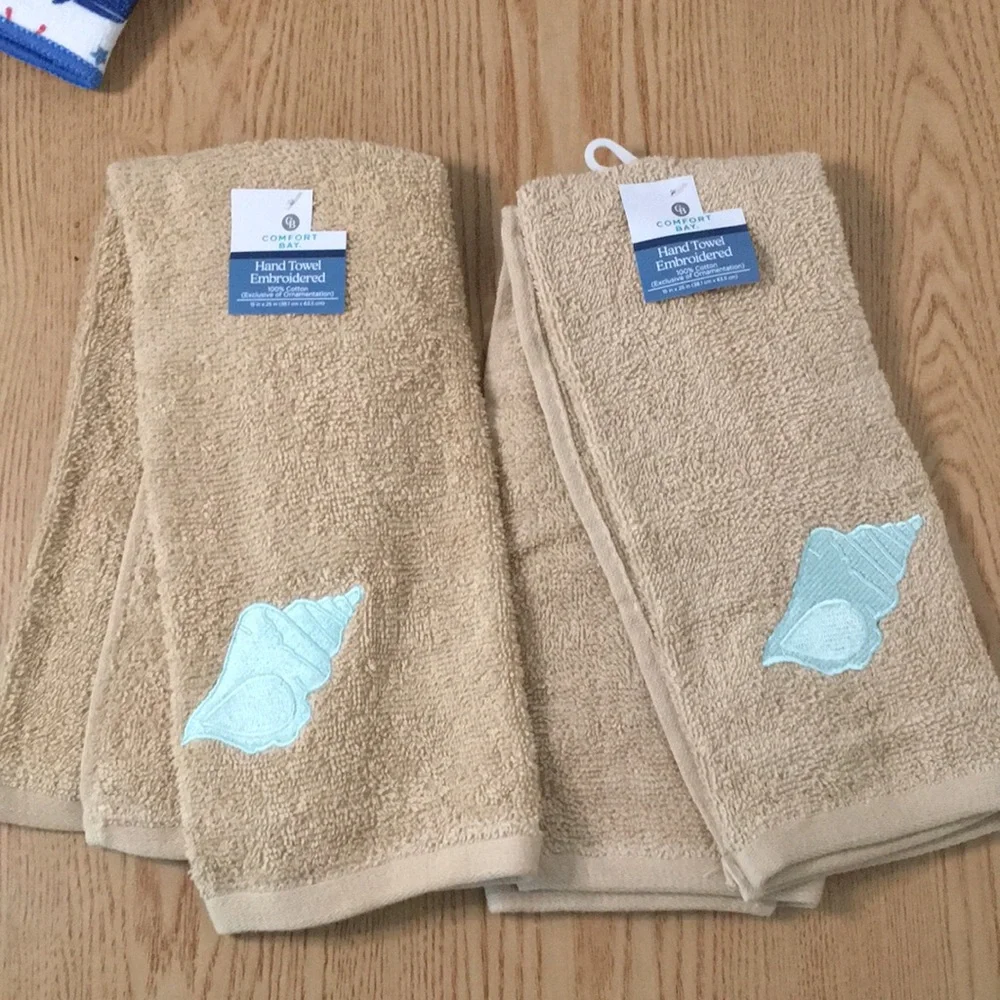 New Bundle Of 3 Nautical Beachy 1-Kitchen Dish Drying May & 2 Bath Hand Towels